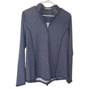 Callaway weather series pullover golf shirt navy blue pink flamingos sz L NWOT